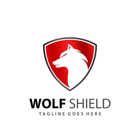 Abstract Wolf Shield Logo Design Vector Illustrationのイラスト素材