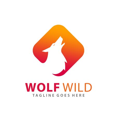 Abstract The Wolf Square Logo Design Vector Illustrationのイラスト素材