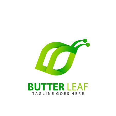 Butterfly and Leaf Modern Logo Design Vector Illustrationのイラスト素材