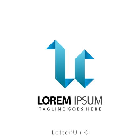 Letter UC Origami Logos Design Vector Illustration Templateのイラスト素材