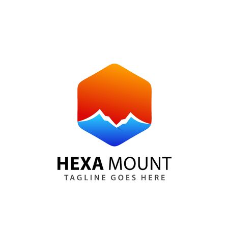 Abstract Hexagon Mountain Company Logos Design Vector Illustration Templateのイラスト素材