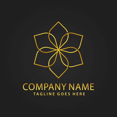 Golden Abstract Lotus Luxury Logos Design Vector Illustration Templateのイラスト素材