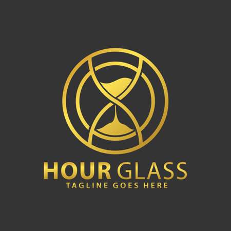 Gold Circle Hour Glass Logos Design Vector Illustration Templateのイラスト素材