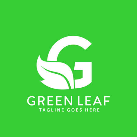 Letter G Green Leaf Abstract Logos Design Vector Illustration Templateのイラスト素材