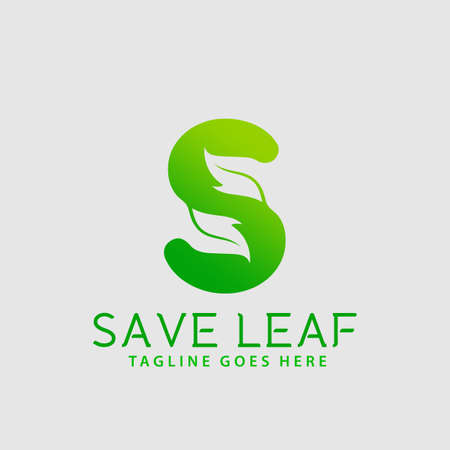 Letter S Green Leaf Abstract Logos Design Vector Illustration Templateのイラスト素材