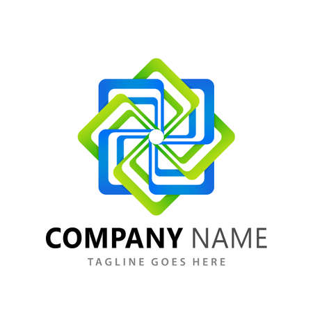 Abstract Square Spinning Company Logos Design Vector Illustration Templateのイラスト素材