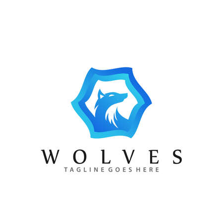 Blue Wolves Company Logos Design Vector Illustration Templateのイラスト素材