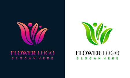 Colorful Flower  Logo Design Vector Illustration Template. modern logo design business cardのイラスト素材