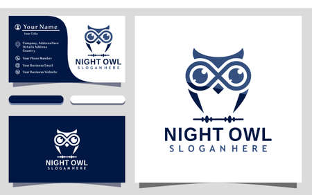 Dark Night Owl logo design vector Illustration, business card templateのイラスト素材