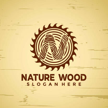 Letter N Nature Wood Working modern logo Designs vector illustrationのイラスト素材