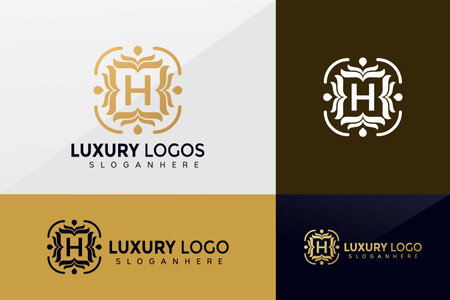 Initial Letter H Luxury logo vector, Minimaliset Elegant Boutiquoe logo design, modern logo, Logo Designs Vector Illustration Templateのイラスト素材