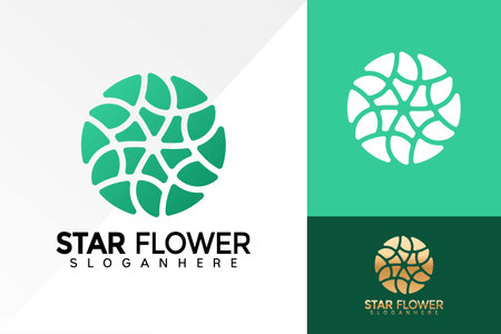 Green Star Flower Logo Design, Cosmetic Fashion business logos vector, modern logo, Logo Designs Vector Illustration Templateのイラスト素材