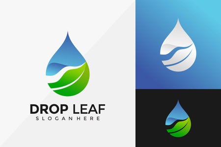 Drop Leaf Logo Design, Modern Logo Designs Vector Illustration Templateのイラスト素材