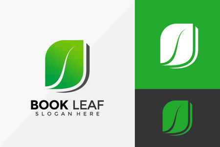 Nature Book Leaf Logo Design, Modern Logo Designs Vector Illustration Templateのイラスト素材