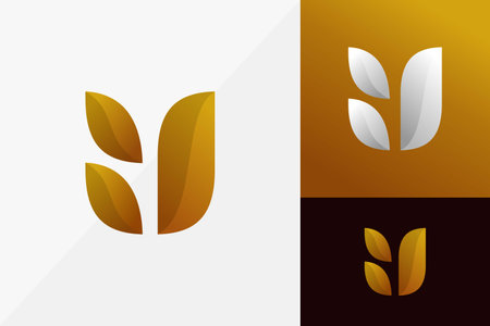 Letter U Wheat Logo Design, Modern Logo Designs Vector Illustration Templateのイラスト素材