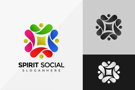 The Social Humanity Colorful Logo Design, Modern Logo Designs Vector Illustration Templateのイラスト素材