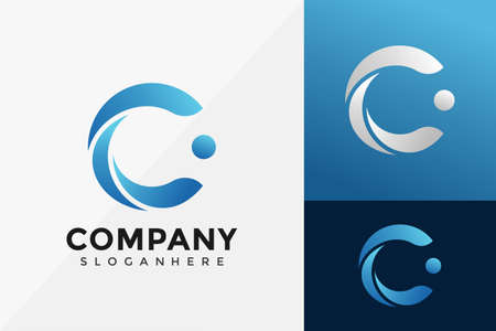 Letter C Wave Logo Design, Modern Logo Designs Vector Illustration Templateのイラスト素材