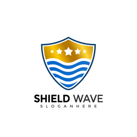 Abstract Shield Wave Logo Design. Creative Idea logos designs Vector illustration templateのイラスト素材