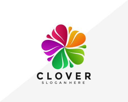 Colorful Clover Leaf Logo Design. Creative Idea logos designs Vector illustration templateのイラスト素材