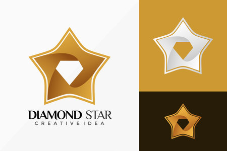 Diamond Star Jewellery Logo Vector Design. Abstract emblem, designs concept, logos, logotype element for template.のイラスト素材