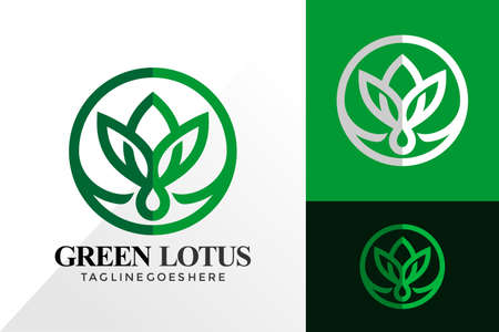 Green Nature Lotus Logo Design, Abstract Logos Designs Concept for Templateのイラスト素材