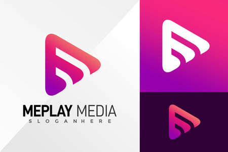 Letter M Play Music Media Logo Design Vector illustration templateのイラスト素材