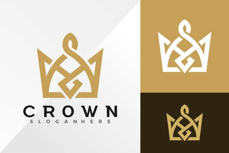 Gold Crown Logo Design Vector illustration templateのイラスト素材