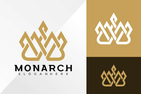 Gold Monarch Crown Logo Design Vector illustration templateのイラスト素材
