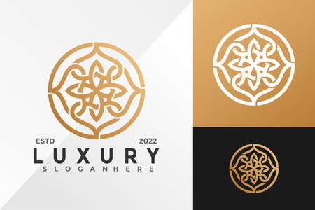 Gold Mandala Ornament Logo Design Vector illustration templateのイラスト素材