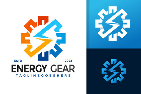 Colorful Energy Gear Logo Design, brand identity logos vector, modern logo, Logo Designs Vector Illustration Templateのイラスト素材