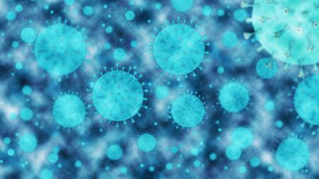 Coronavirus danger and public health risk disease. Covid-19 coronaviruses influenza as dangerous viral strain case as a pandemic medical concept with dangerous cells. Digital Rendering illustration.の写真素材
