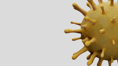 3D illustration. Coronavirus outbreak infecting respiratory system. Influenza type Covid 19 virus background as dangerous flu. Pandemic medical health risk concept with disease cells.の写真素材