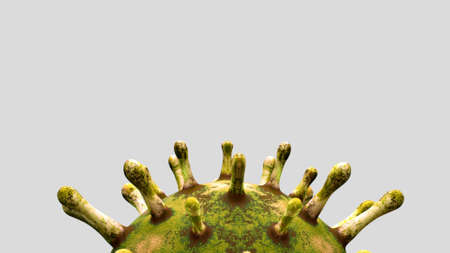 3D illustration. Coronavirus outbreak infecting respiratory system. Influenza type Covid 19 virus background as dangerous flu. Pandemic medical health risk concept with disease cells.の写真素材