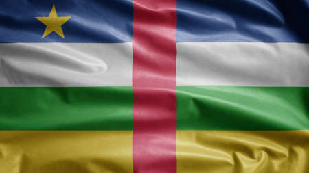 Central African flag waving in the wind. Close up of Central Africa banner blowing, soft and smooth...