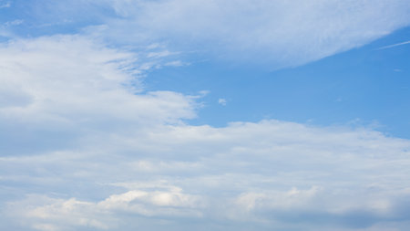 Cumulus clouds with blue sky on a sunny day of summer. Beautiful cloudscape as nature background...