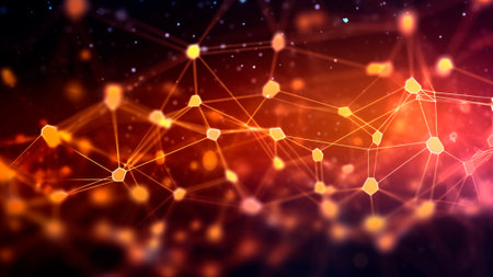 Visual representation of red network connections, where a myriad of lines and nodes converge and intertwine, portraying the interconnected of our digital age. Generative AIの素材