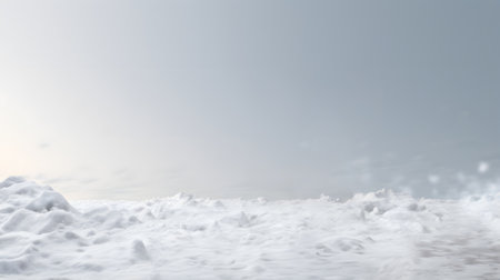 In the wintry landscape, nature is frozen in a beautiful scene of white, with snow covered forests and ice covered ground creating a picturesque wintertime backdrop. Generative AI.の素材