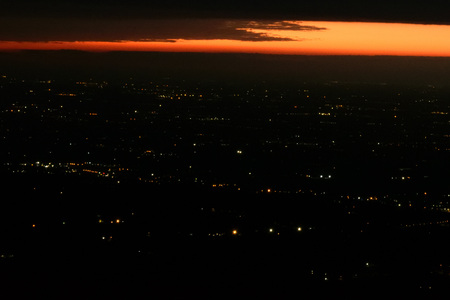 First morning view of the plains and red sky