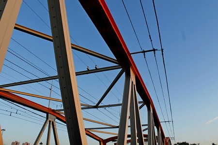 Support above the bridge, steel structureの写真素材