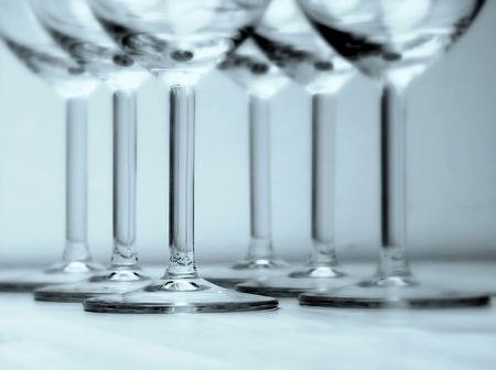 Bases of Glasses. Soft Focus. Blue.