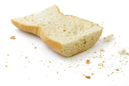 Cut bun/bread roll. White background.の写真素材