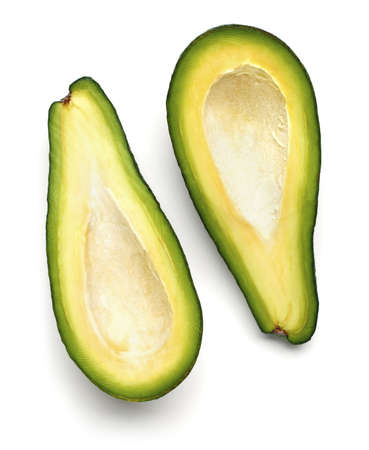 Ripe avocado. Isolated on white background.の写真素材