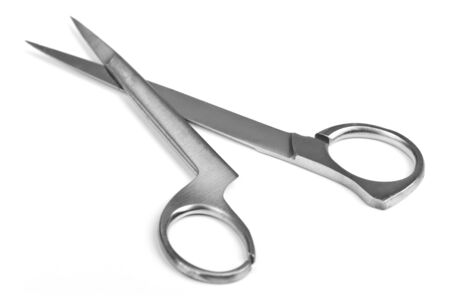 close up of scissors. Isolated on white background. Soft focus view.