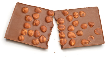 Cracked bar of milk Chocolate with nuts 