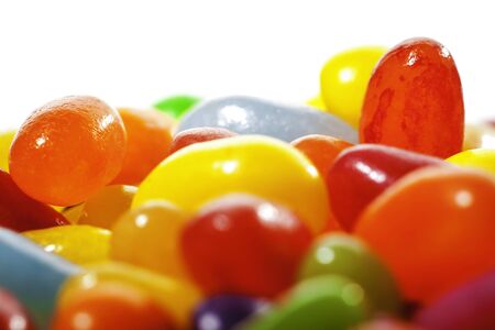 Colorful sweet Jelly Beans on white neutral background.の写真素材