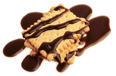 Biscuits with Chocolate. Isolated On White Background.の写真素材