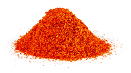 Heap of Red Chilli Pepper Powder isolated on White Backgroundの写真素材
