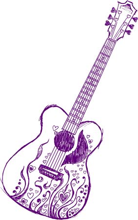 Sketchy Heart Guitar Vector Illustrationのイラスト素材