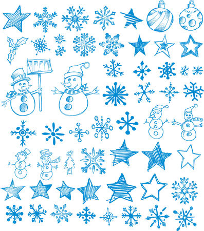 Sketchy Christmas Holiday Set Vector Illustrationのイラスト素材