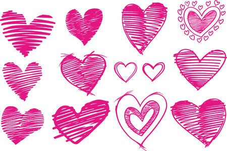Sketchy Heart Set Vector Illustrationのイラスト素材